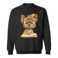 Baby Tiger Open Book Reading Graphic Portrait Round Glasses Sweatshirt