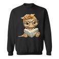 Baby Turtle Open Book Reading Animal Lover Graphic Portrait Sweatshirt