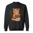 Bear Reading Book Graphic Bear With Book Floral Sweatshirt
