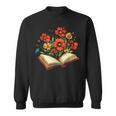 Book With Blooming Flowers Reading Nature Garden Sweatshirt