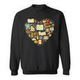 Book Lover Heart Reading Stack Bookworm Sweatshirt