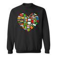 Book Lover Librarian Books Heart Valentine Sweatshirt