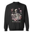 Book Are My Therapy Skeleton Book Reading Floral Butterfly Sweatshirt Book Are My Therapy Skeleton Book Reading Floral Butterfly Sweatshirt