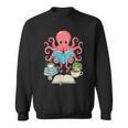 Bookish Octopus Reading Books And Coffee Literary Lover Art Sweatshirt