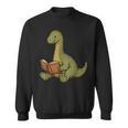 Brachiosaurus Dinosaur Reading Book Nerd Sweatshirt