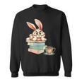 Bunny With Books And Coffee Reading Booknerd Bookish Easter Sweatshirt