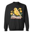Canary Bird Floral Book Yellow Bird Reading Bookish Teacher Sweatshirt