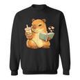 Capybara Reading a Book With Bubble Tea Sweatshirt