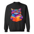 Cat Book Shirt Colorful Cat Reading Book Sweatshirt Cat Book Shirt Colorful Cat Reading Book Sweatshirt
