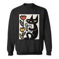 Cat Reading Book Folk Art Cozy Illustration Sweatshirt Cat Reading Book Folk Art Cozy Illustration Sweatshirt