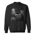Cat Reading Book Retro Cat Photo Humor Sweatshirt