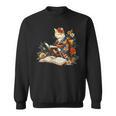 Cat Reading A Book In Traditional Japanese Clothing Kimono Sweatshirt Cat Reading A Book In Traditional Japanese Clothing Kimono Sweatshirt