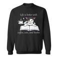 Cat Reads a Book Reading Coffee Sweatshirt