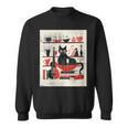 Cats Music Books Lover Essentials Red Retro Silkscreen Sweatshirt