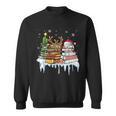 Christmas Tree Snowman Reindeer Book Stack Librarian Sweatshirt