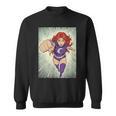 The Crimson Crescent 90s Retro Comic Book Superheroine Art Sweatshirt