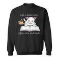 Cute Cat Book Reading Coffee Sweatshirt Cute Cat Book Reading Coffee Sweatshirt