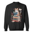 Cute Cat Reading Books With Tea Sweatshirt