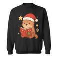 Cute Christmas Book Otter Reading Snowy Holiday Story Sweatshirt