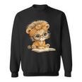 Cute Lion Cub Reading Book With Headwrap Sweatshirt