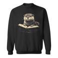 Cute Otter Wearing Glasses Reading Book Librarian Teacher Sweatshirt