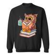 Cute Owl Reading Book And Drinking Tea Reading Rat Bookworm Sweatshirt
