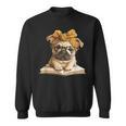 Cute Pug Reading Dog Book Lover Animal Graphic Baby Portrait Sweatshirt Cute Pug Reading Dog Book Lover Animal Graphic Baby Portrait Sweatshirt