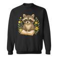 Cute Raccoon Reading Book Flowers Floral Sweatshirt Cute Raccoon Reading Book Flowers Floral Sweatshirt