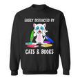 Distracted By Cats Coffee And Books Sweatshirt