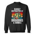 Dragon Reading Book Retro Vintage 80s Library Bookworm Sweatshirt