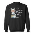 Easily Distracted By Books Wine And Cats Lover Sweatshirt Easily Distracted By Books Wine And Cats Lover Sweatshirt