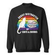 Easily Distracted By Cats And Books – Retro Sunset Rainbow Sweatshirt Easily Distracted By Cats And Books – Retro Sunset Rainbow Sweatshirt