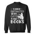 Easily Distracted By Cats And Books Cats & Book Lovers Sweatshirt