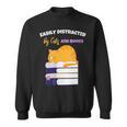 Easily Distracted Cats And Books Cute Cat Book Lover Sweatshirt