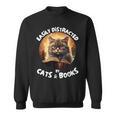 Easily Distracted By Cats And Books Librarians Bibliophiles Sweatshirt