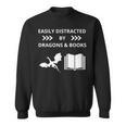 Easily Distracted By Dragon And Books Nerds Sweatshirt