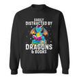 Easily Distracted By Dragons & Books Bookworm Library Sweatshirt