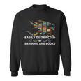 Easily Distracted By Dragons & Books Cool Reading Books Sweatshirt