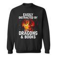 Easily Distracted By Dragons And Books Reading Sweatshirt Easily Distracted By Dragons And Books Reading Sweatshirt