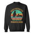 Easily Distracted By Penguins & Books Retro Sweatshirt