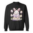 Easter Bunny Reading Book Cute Pastel Eggs Sweatshirt