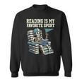 Football Skeleton Reading On Book Stack Sweatshirt