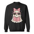 Ghost Reading Book Halloween Cat Lover Sweatshirt