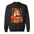 Ghost Reading Book Lovers Autumn Fall Halloween Sweatshirt