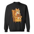 Ginger Tabby Cat Reading Book Glasses Retro Illustration Sweatshirt Ginger Tabby Cat Reading Book Glasses Retro Illustration Sweatshirt