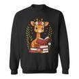 Giraffe Reading Book Graphic Giraffe With Book Floral Sweatshirt