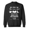 Girl Who Loved Books Cats And Dragons Reading Lover Sweatshirt