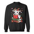 Goat Reading Book Graphic With Floral Sweatshirt Goat Reading Book Graphic With Floral Sweatshirt