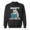 Grey Cat Reading Book Busy Doing Book Related Things Men Women Kids Sweatshirt