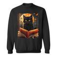 Halloween Cat Reading Books Spooky Cat Reader Teachers For Men Women Kids Sweatshirt Halloween Cat Reading Books Spooky Cat Reader Teachers For Men Women Kids Sweatshirt